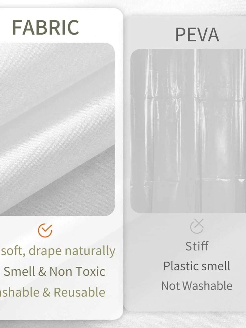 Durable Waterproof Shower Curtain Liner 72x72 - Soft, Stylish, Machine Washable